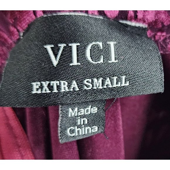 Vici Dress Womens XS Wine Velvet Victoria Anne Puff Shoulder High Low Midi - Picture 3 of 16